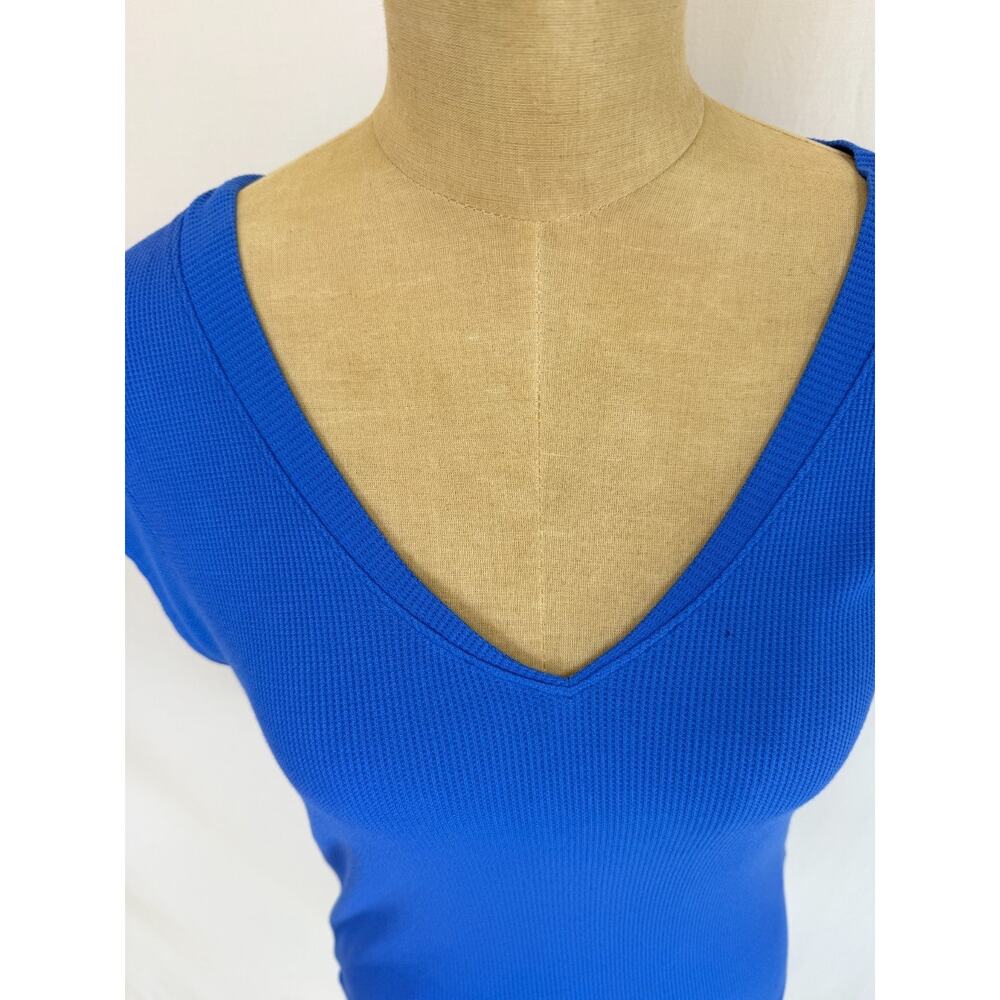 NWT Dear John Boutique Uri Cornflower Blue V Neck Short Sleeve Top #0403 XS - Picture 6 of 8